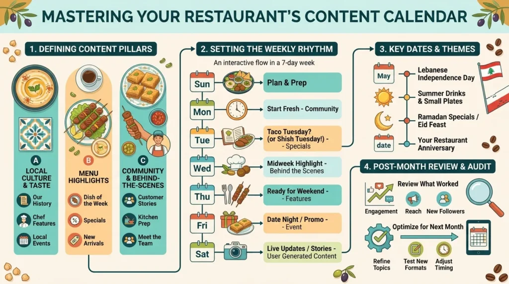 Restaurant Content Calendar: Free Monthly Template